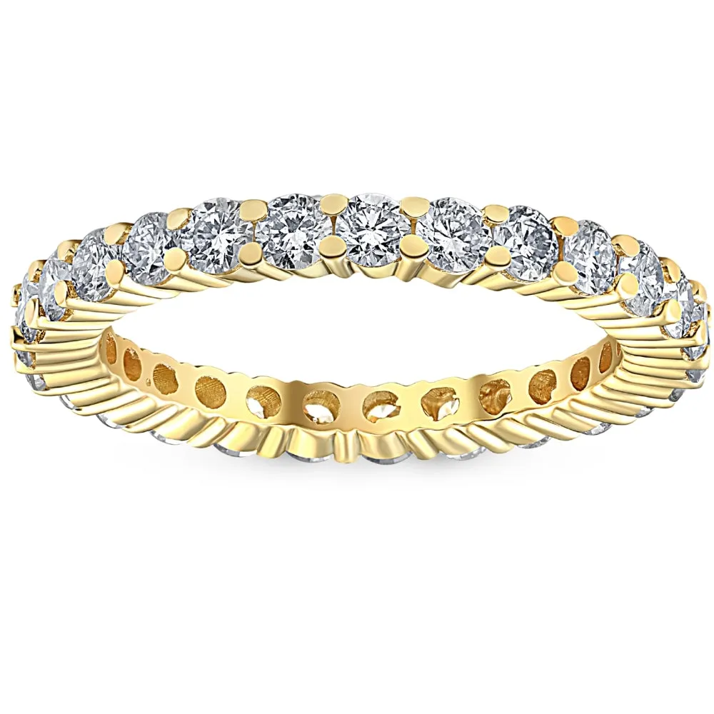 1 1/2 Ct Diamond Eternity Ring 14k Yellow Gold Lab Grown