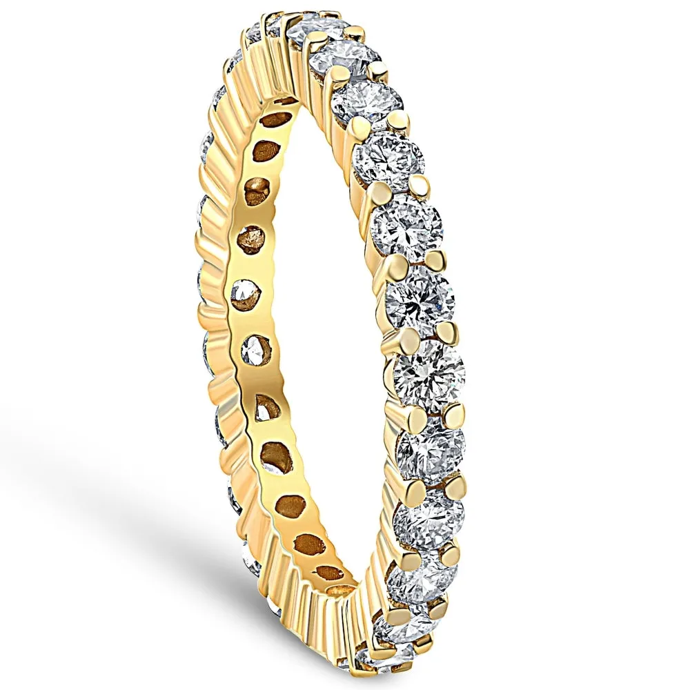 1 1/2 Ct Diamond Eternity Ring 14k Yellow Gold Lab Grown