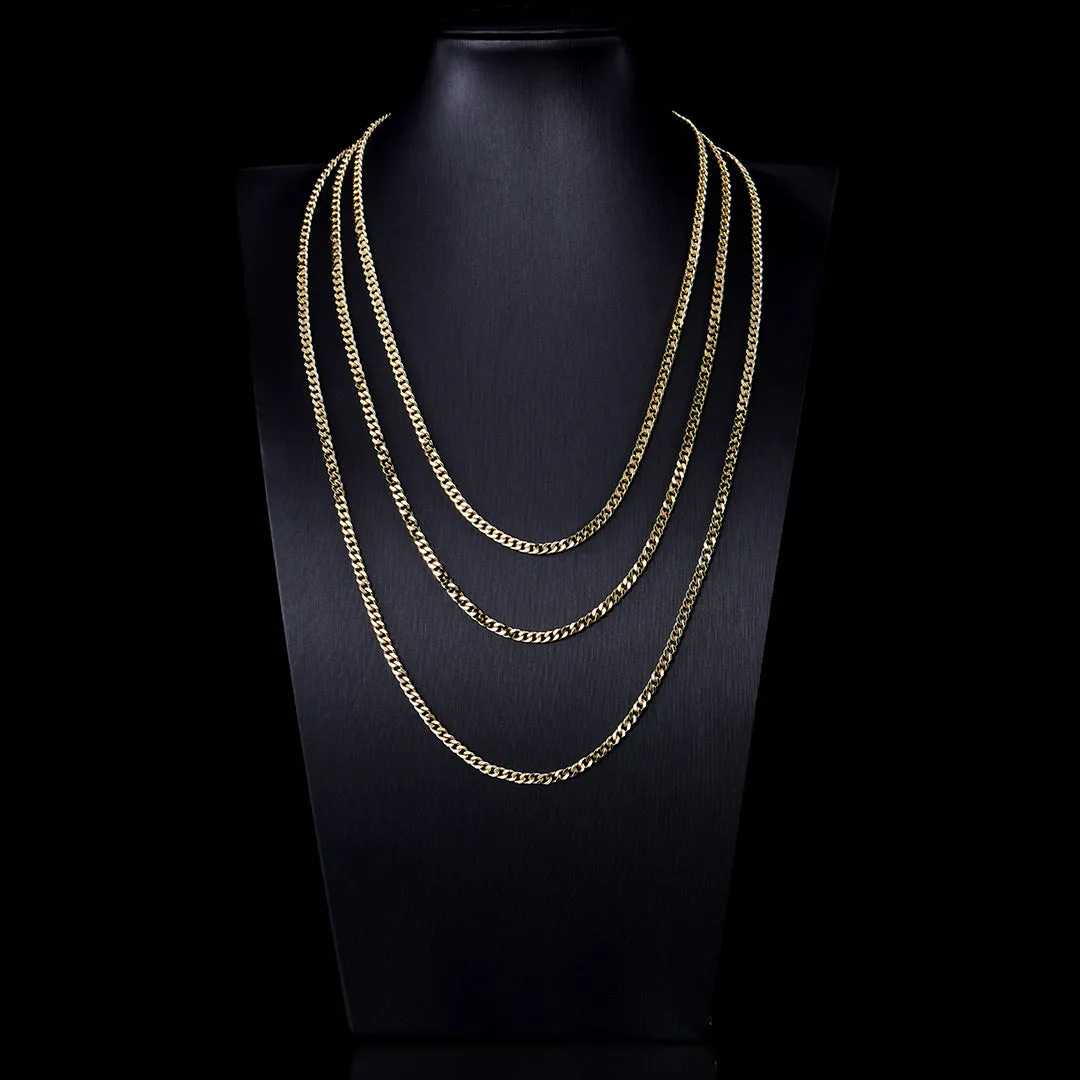 3.5mm Miami Micro Cuban Curb Chain - Yellow Gold