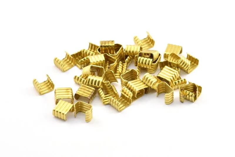 8mm Crimp End, 50 Raw Brass Crimp Findings Without Holes (8x7mm) Brs 511 A0146