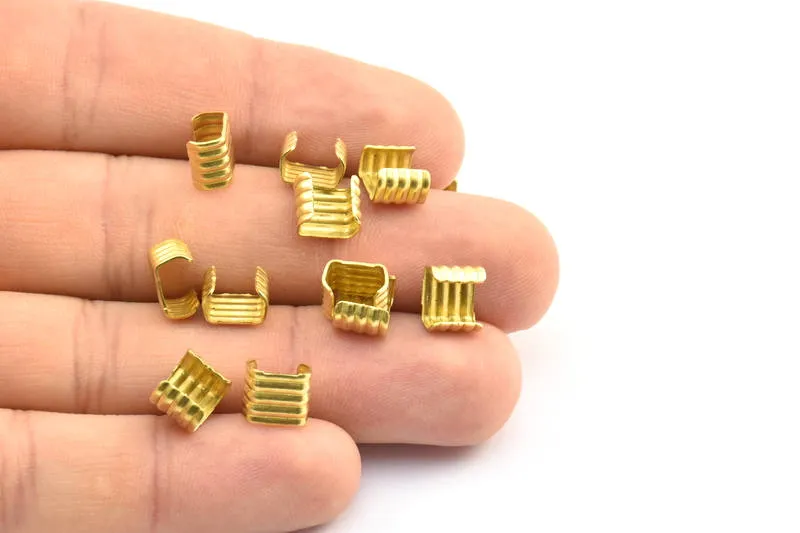 8mm Crimp End, 50 Raw Brass Crimp Findings Without Holes (8x7mm) Brs 511 A0146