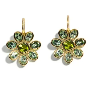 A & Furst - Fiori - Drop Earrings with Mint Tourmaline, Peridot and Diamonds, 18k Yellow Gold