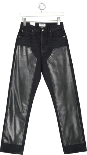 AGOLDE Black Ryder Jeans With Leather Panels W25