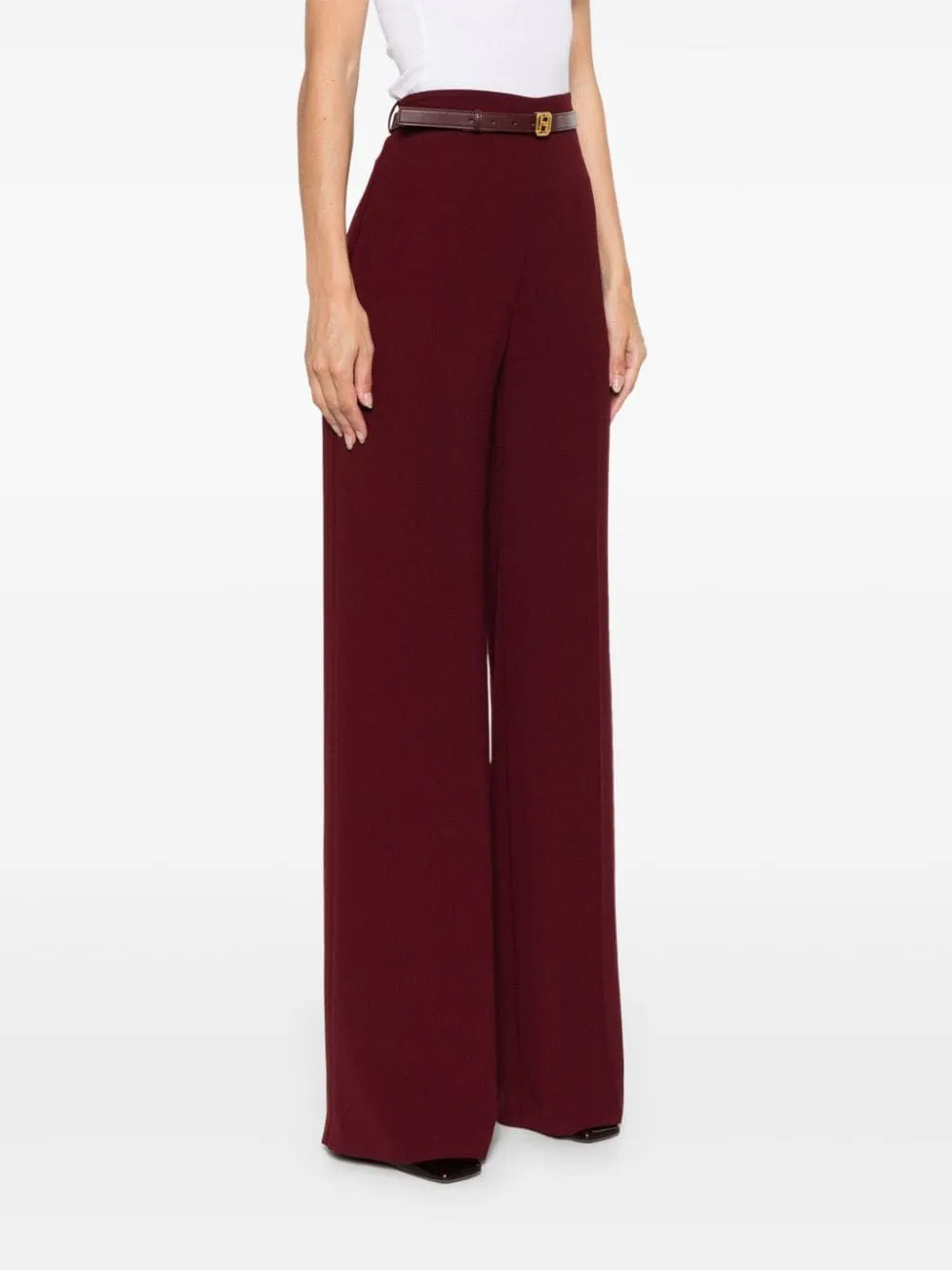 BELTED PRESSED CREASE PALAZZO PANTS