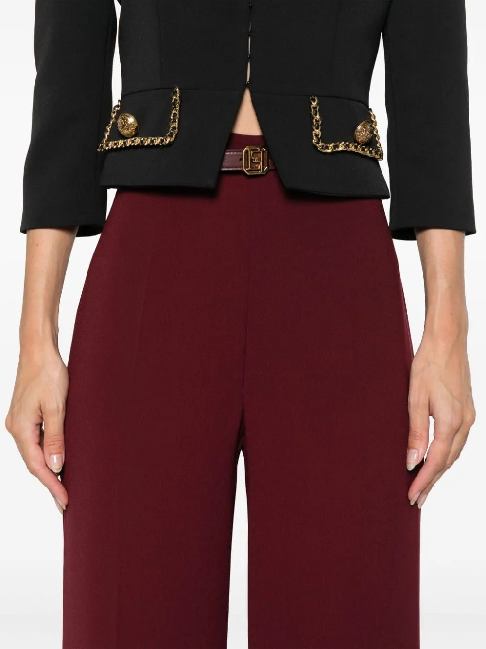 BELTED PRESSED CREASE PALAZZO PANTS