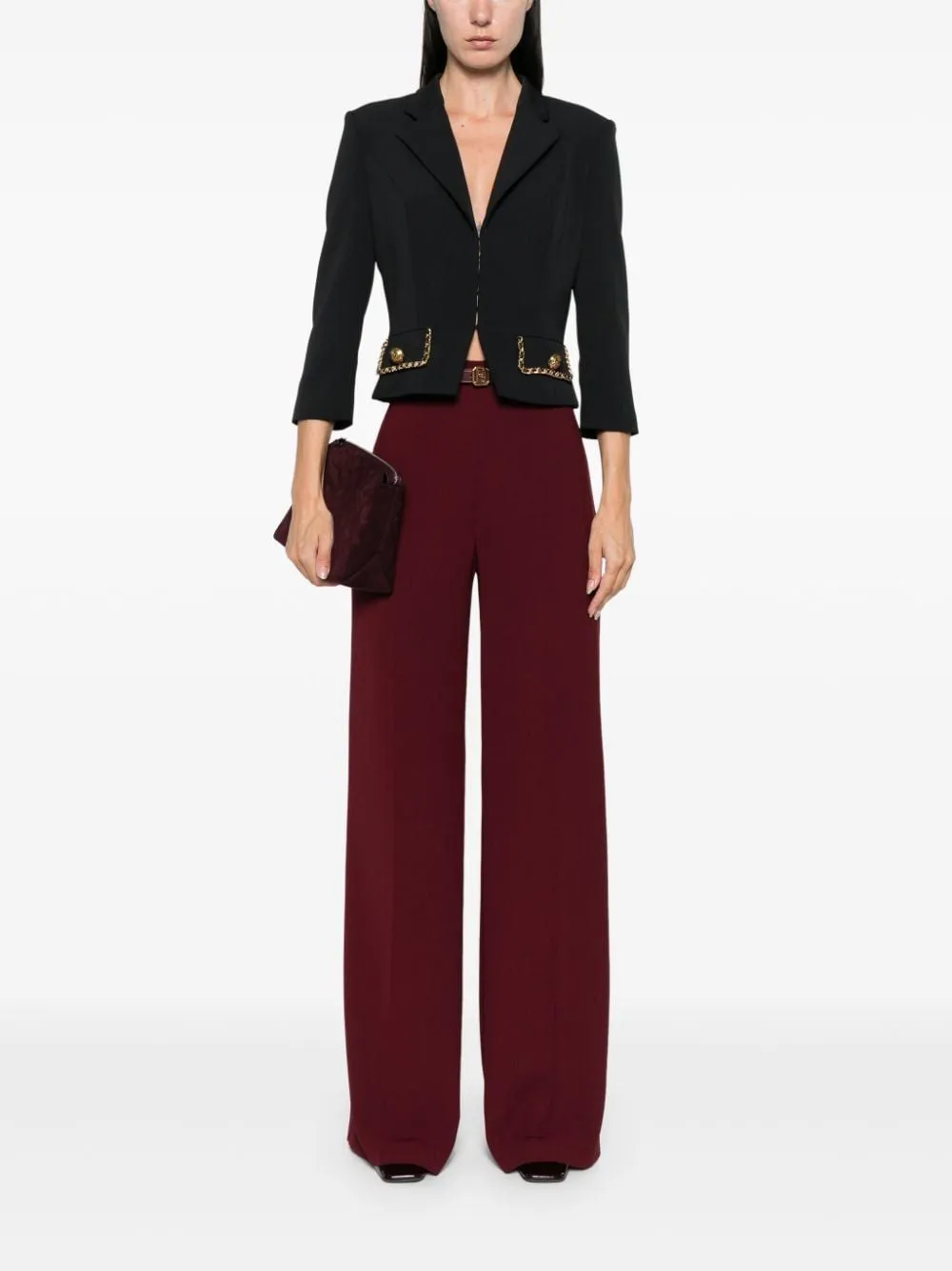 BELTED PRESSED CREASE PALAZZO PANTS