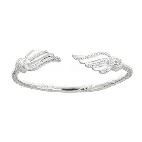 Better Jewelry Solid .925 Sterling Silver West Indian Bangle with Wing Ends, 1 piece