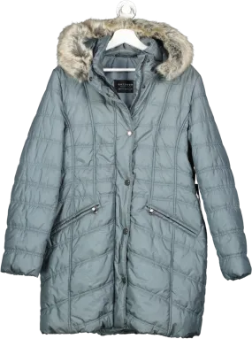 betty barclay Grey Quilted Puffer Jacket With Faux Fur Trimmed Hood BNWT UK 12