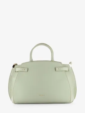 Borsa a mano in pelle grained celadon green