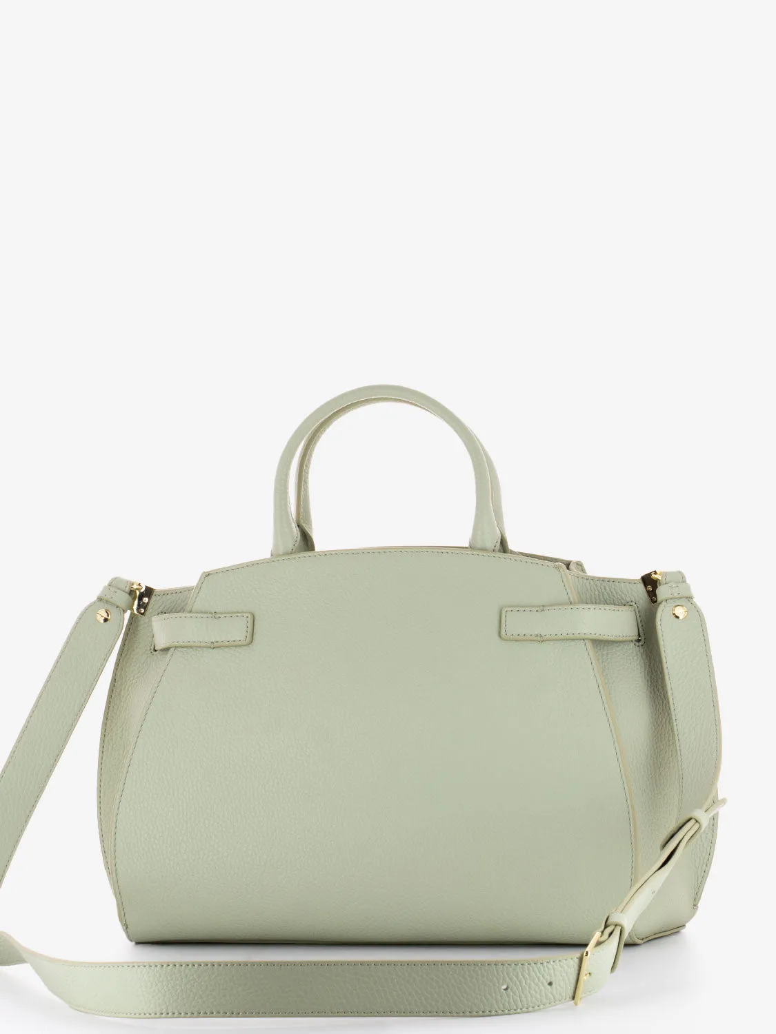 Borsa a mano in pelle grained celadon green