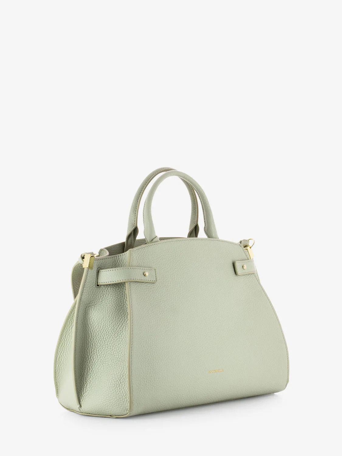 Borsa a mano in pelle grained celadon green