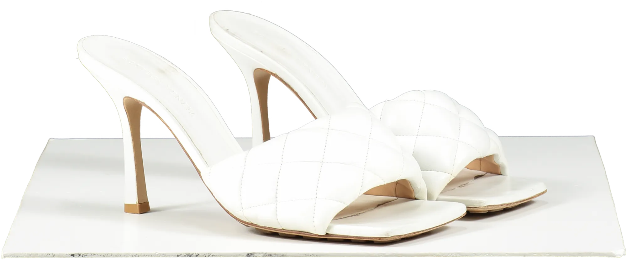 BOTTEGA VENETA White Leather Padded Mules 90 Heels UK 6 EU 39 👠