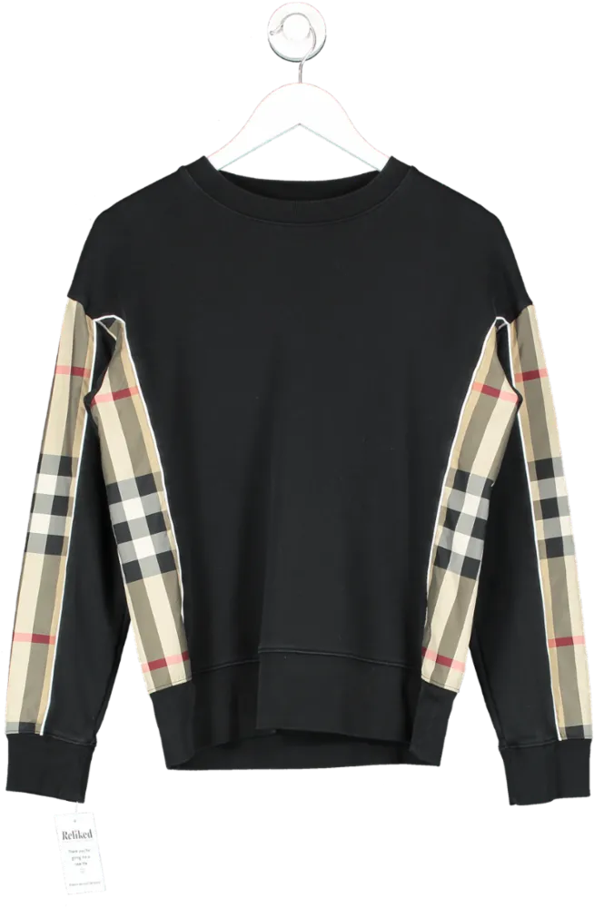 Burberry Black Check Trim Sweatshirt UK 10 years