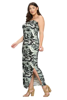 Camo Sleeveless Slit Dress