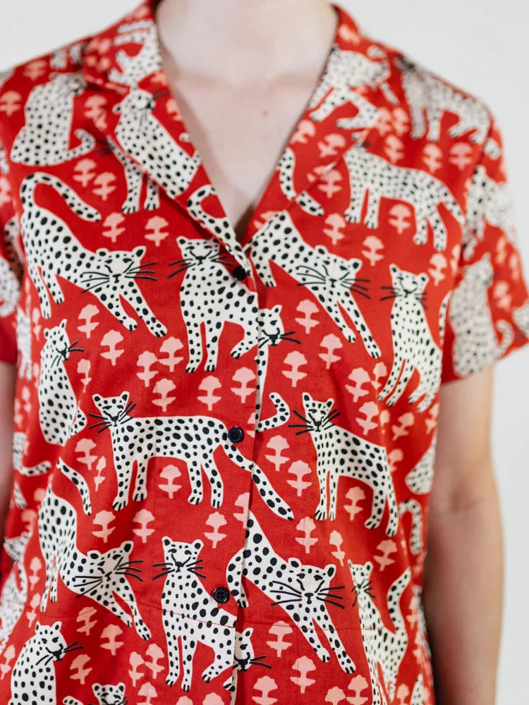 Camp Shirt - Poppy Leopard