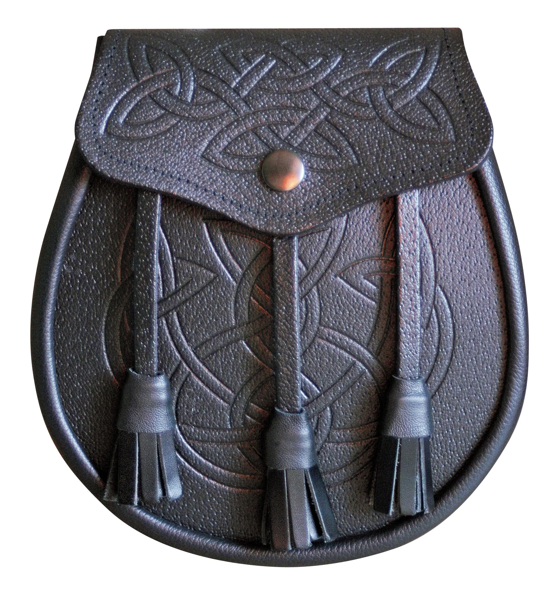 Celtic Patterned Black Leather Day Sporran