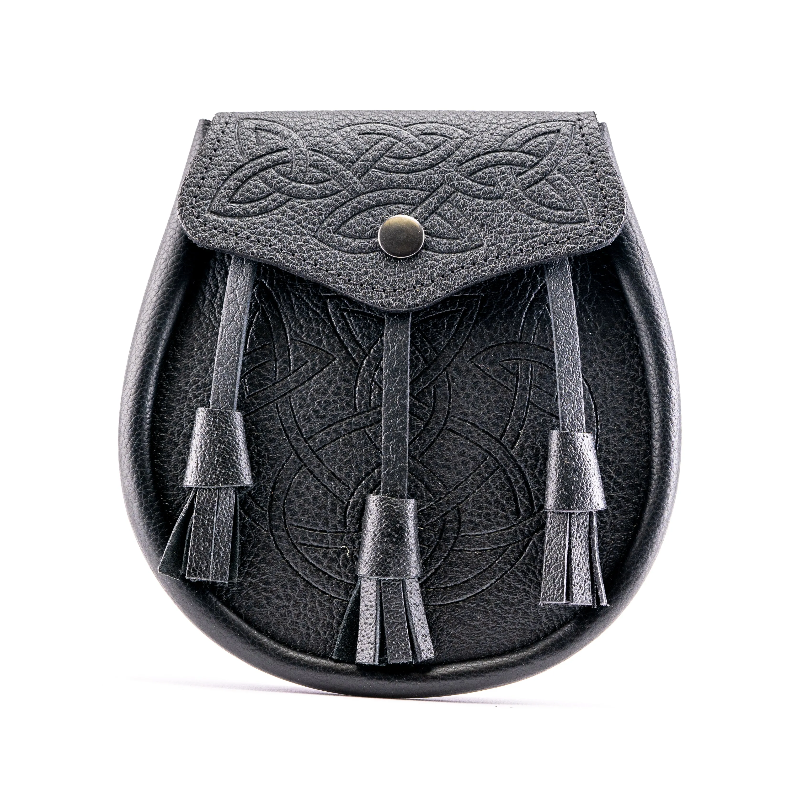 Celtic Patterned Black Leather Day Sporran