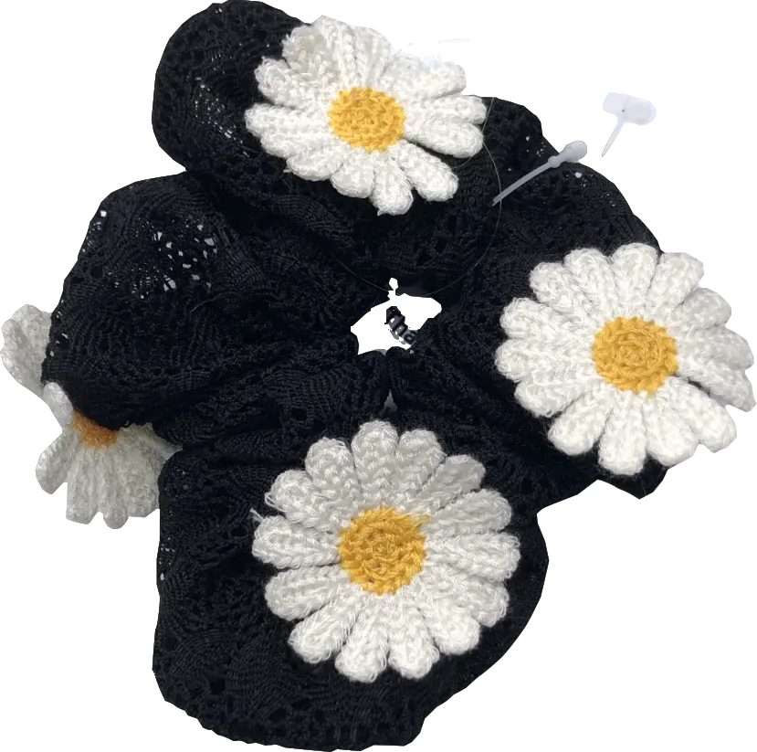 Claire's Black Daisy Scrunchie One Size