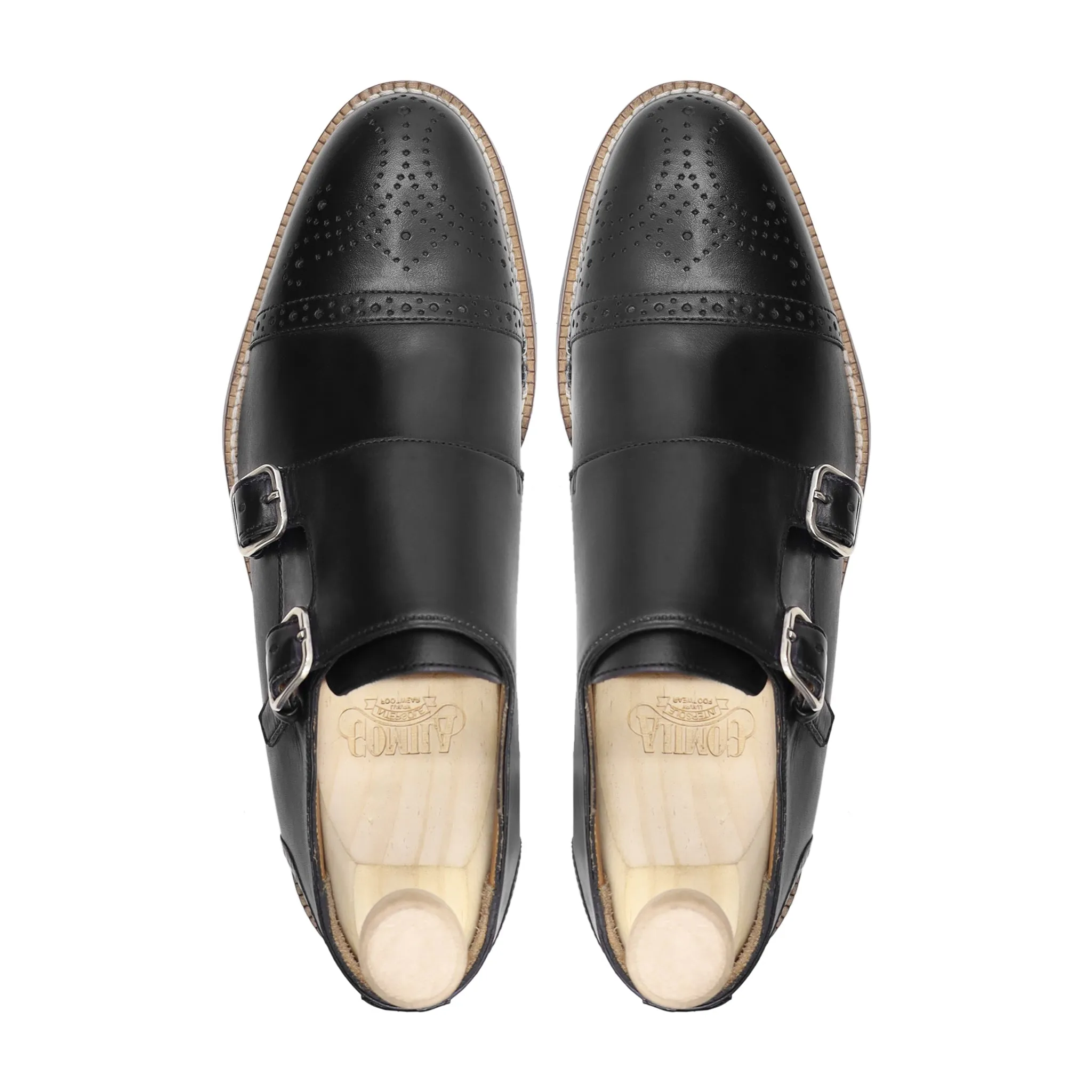 Dale - Men's Black Calf Leather Double Monkstrap