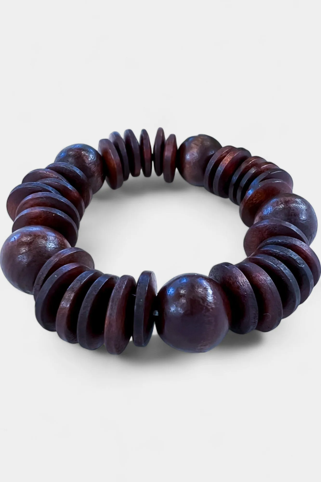 Dark Brown Wood Stretch Bracelet