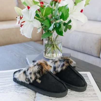 [Defective] PAWJ Slippers | Black / Wild Leopard