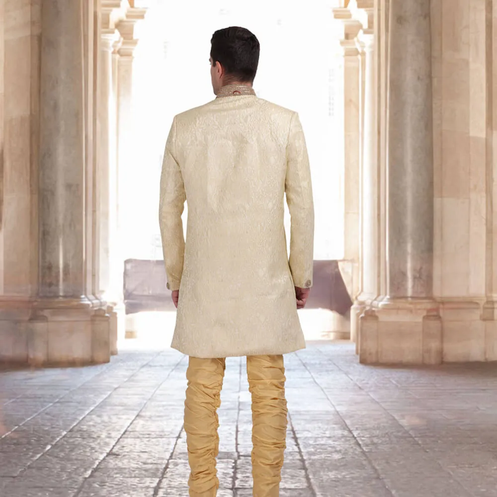 Elegant Indo Western Sherwani in Brocade Silk