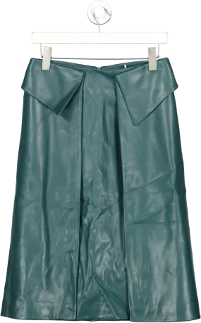 Elleme paris Green Pleat Front Leather Midi Skirt UK 8