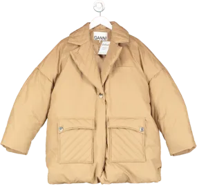 Ganni Beige Quilted Jacket UK S/M