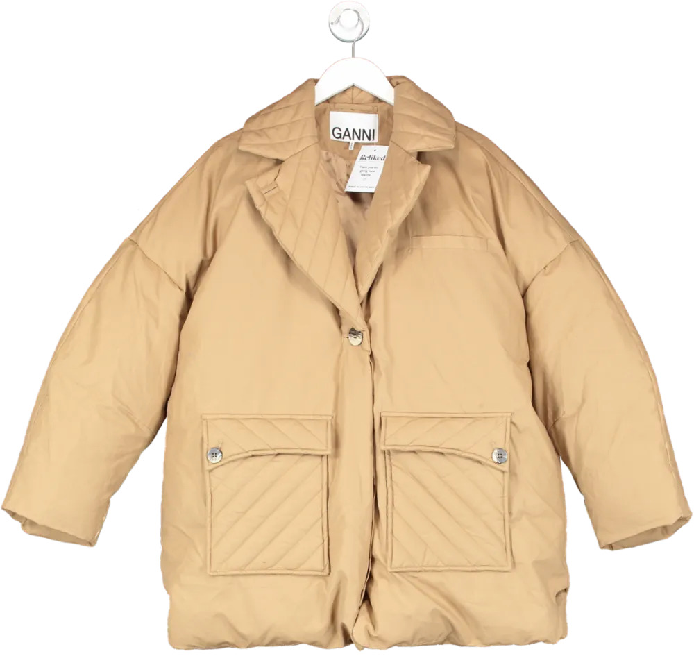 Ganni Beige Quilted Jacket UK S/M