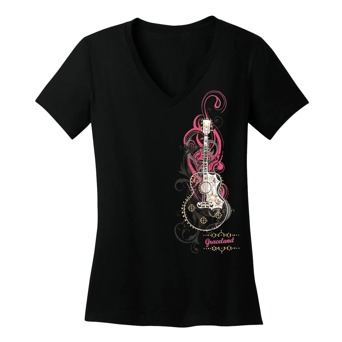 Graceland Guitar Rhinestone Embellished Women's T-Shirt