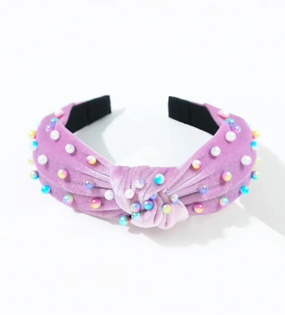 Just A Pearl Top Knot Headband - Lavender