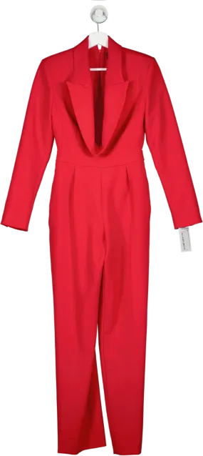 Karen Millen Red Curved Neckline Tailored Blazer Jumpsuit UK 6