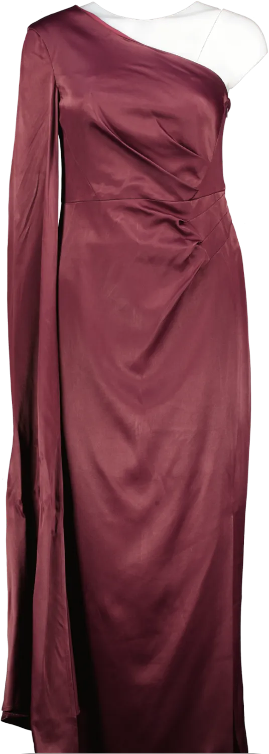 Karen Millen Red One Arm Satin Dress - Wine Colour UK 8