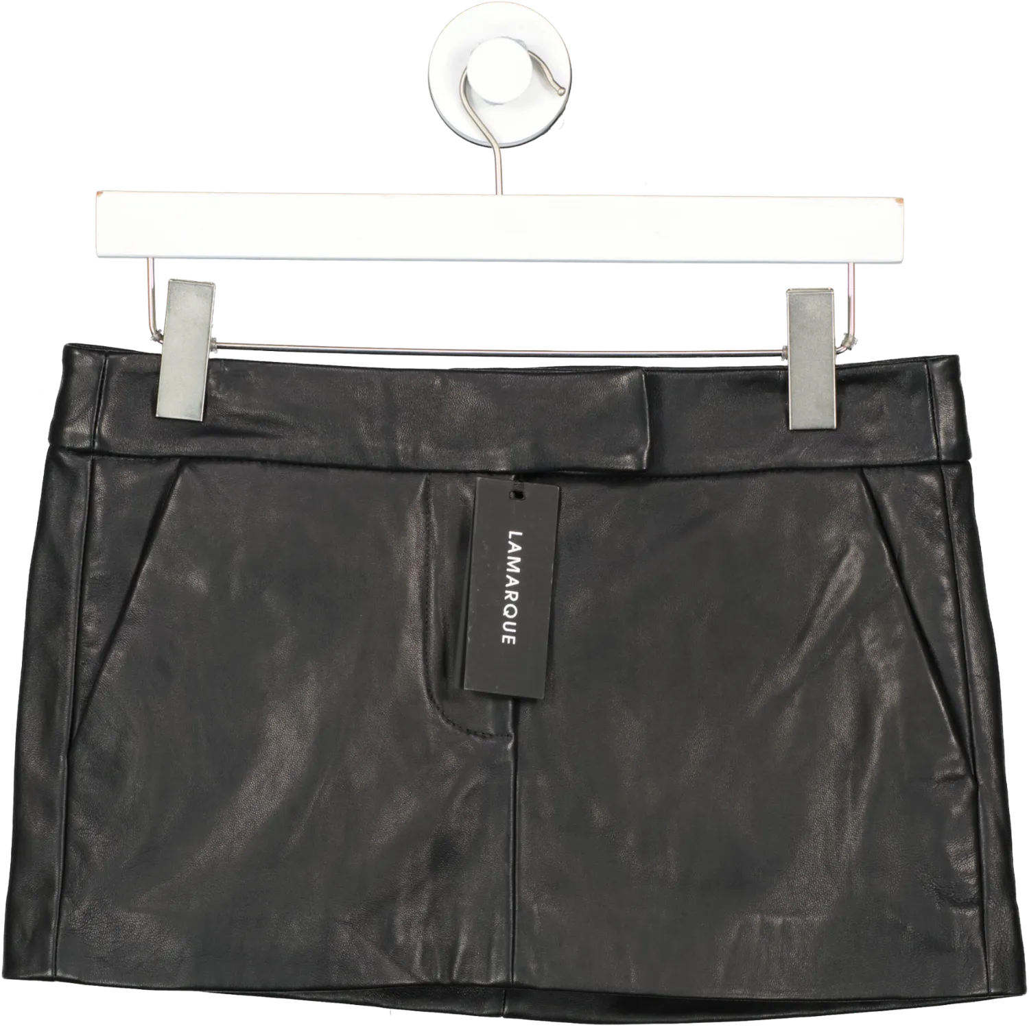 Lamarque Black Inaya Leather Micro Mini Skirt UK XS