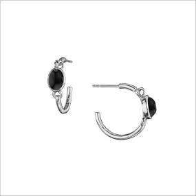 Lolita Black Onyx Hoop Earrings in Sterling Silver