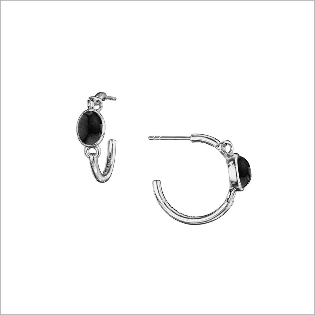 Lolita Black Onyx Hoop Earrings in Sterling Silver