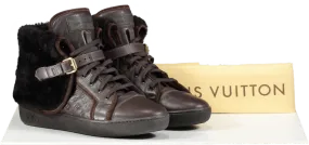 Louis Vuitton Brown Leather/sherpa Monogram Lace-up Boots UK 5.5 EU 38.5 👠