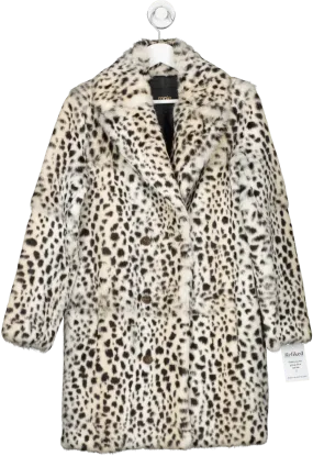 Maje Beige Black & White Rabbit Fur Animal Print Coat UK XS