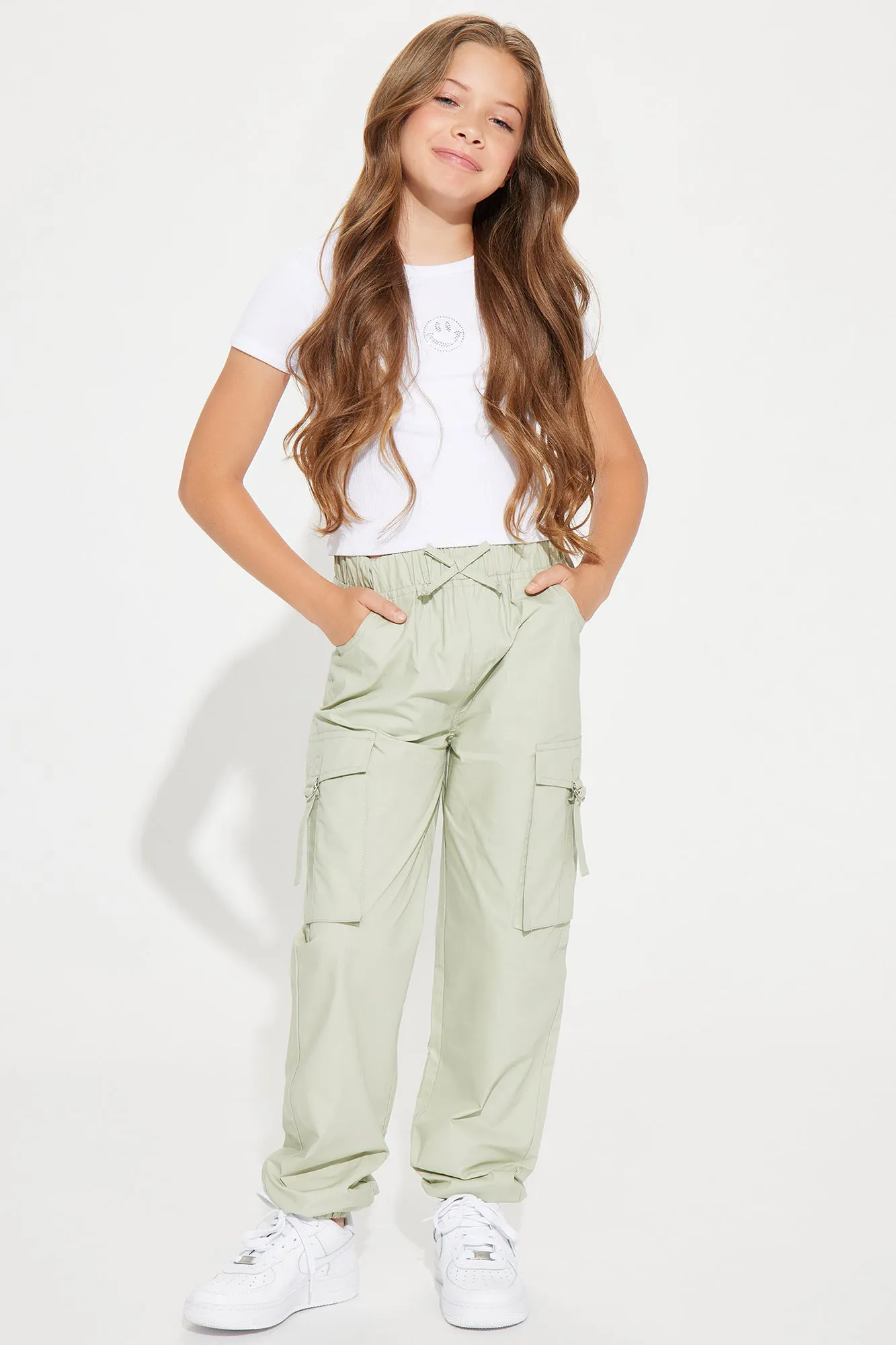 Mini Cargo Poplin Pants - Sage