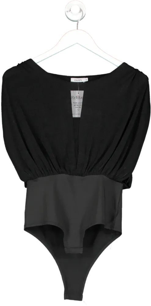 Oasis Black Drape Bodysuit UK S