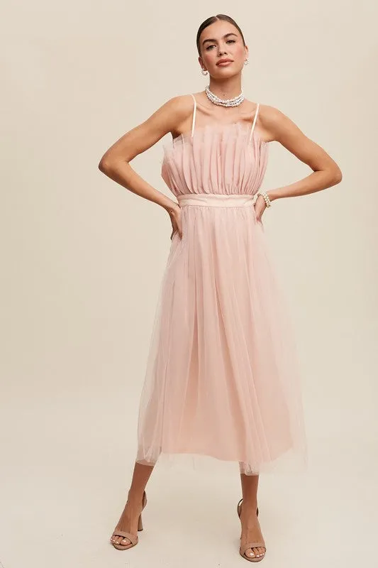 Paper Bag Tulle Maxi Dress