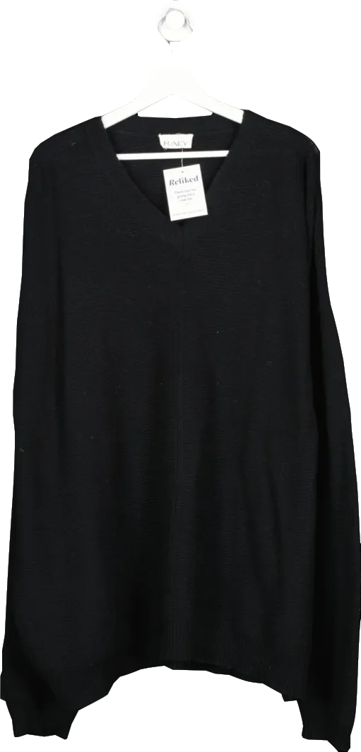 Raey Black Organic Cotton And Recycled Cashmere V-neck Oversize Jumper UK XXS-XS