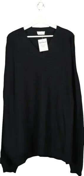 Raey Black Organic Cotton And Recycled Cashmere V-neck Oversize Jumper UK XXS-XS