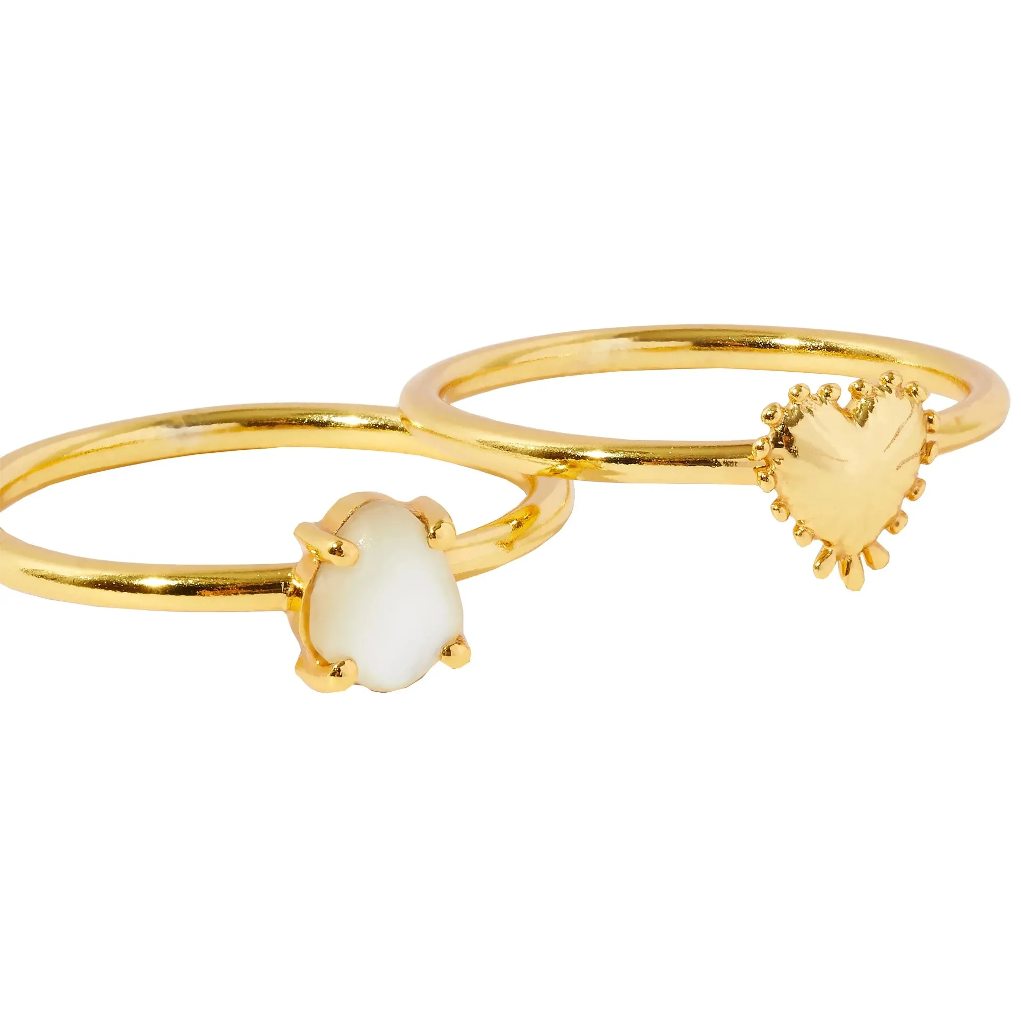 Real Gold Plated Z Set of Two Grecian Heart Rings For Women By Accessorize London-Large