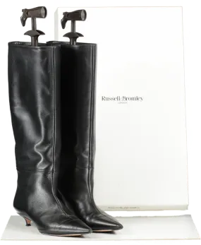 Russell & Bromley Black Sleek Leather Boots UK 5 EU 38 👠