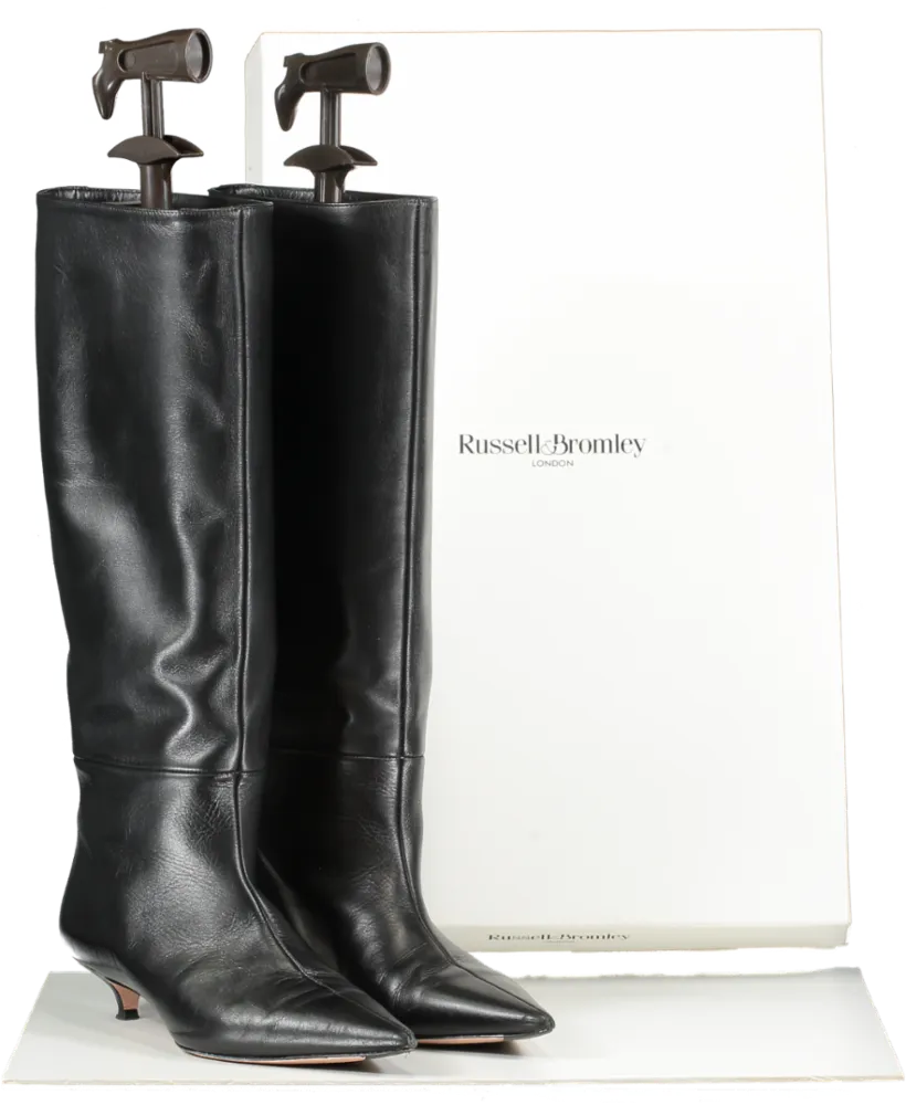 Russell & Bromley Black Sleek Leather Boots UK 5 EU 38 👠