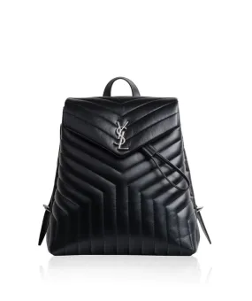 Saint Laurent Black Calfskin Leather Quilted Medium Loulou Monogram