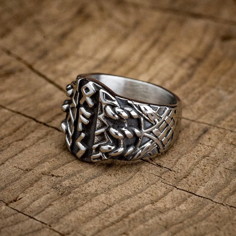 Stainless Steel Triple Rune Ring