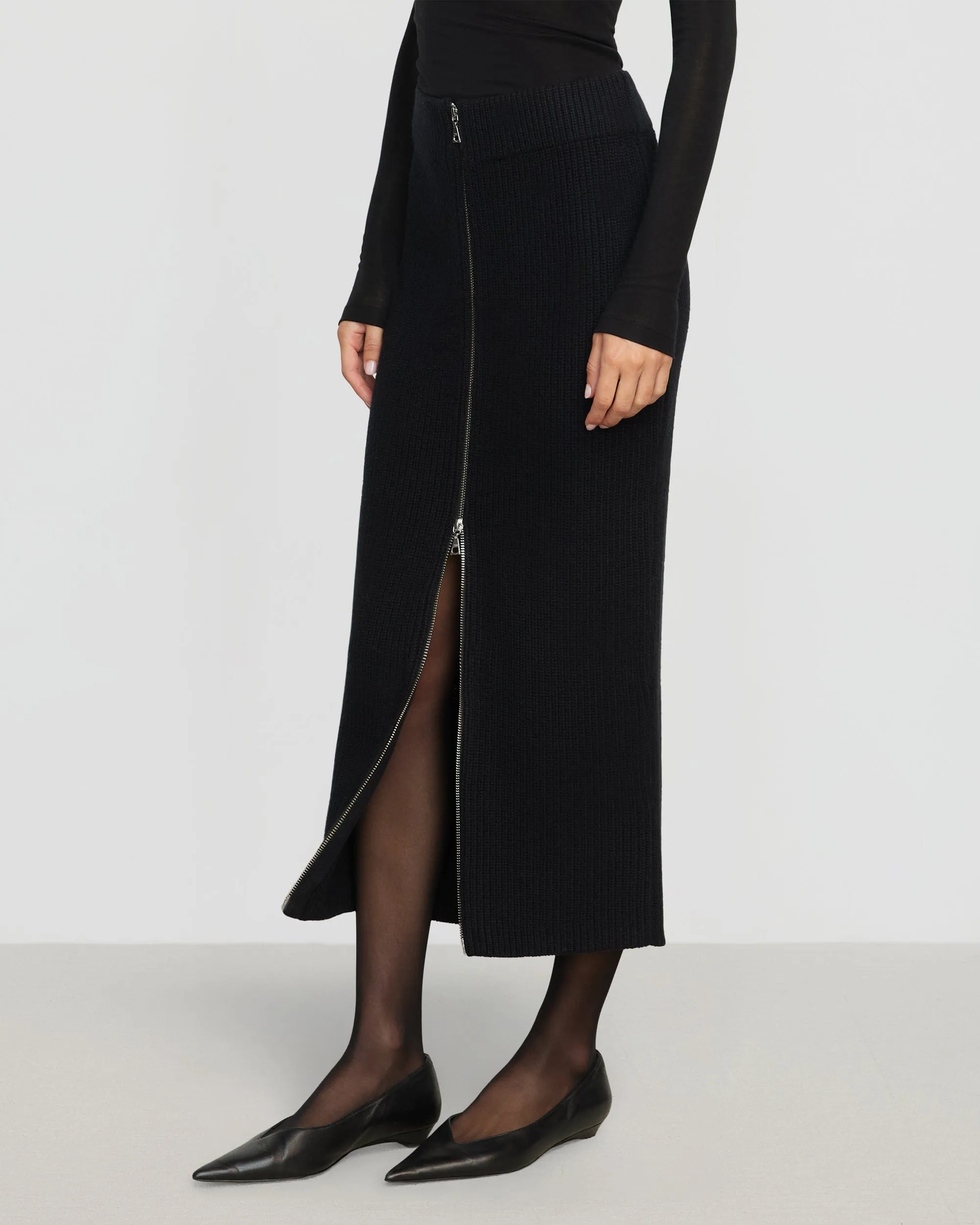 Sutton Front-Zip Sweater Skirt