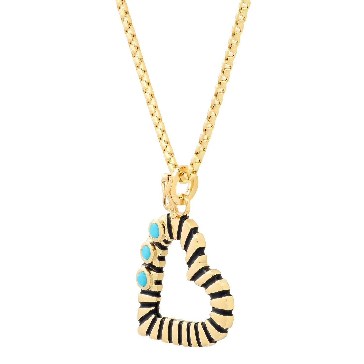 Ternion Open Heart Necklace with Turquoise